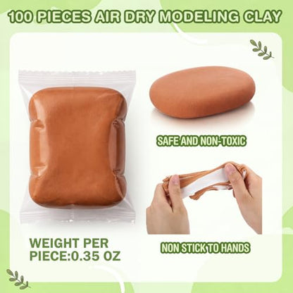 VioraWhite 100 Pcs Air Dry Clay Bulk Modeling Clay for Kids Lightweight Foam Modeling Clays DIY Molding Clays for Kids Adults Crafts Gifts School Project Supplies (Brown) - color: Brown