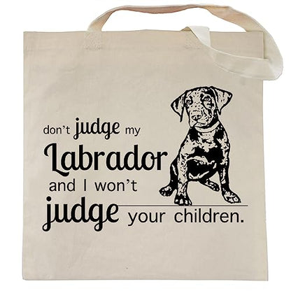 Pet Studio Art Don't Judge My Dog Tote Bag - color: Labrador