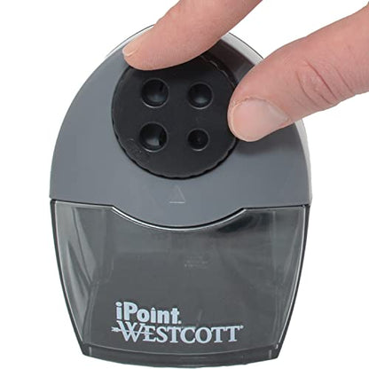 Westcott Compact Electric Pencil Sharpener, Multi-Hole Horizontal Design