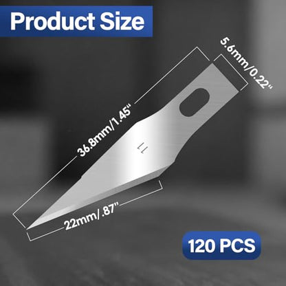 120 Pack Hobby Knife Blades, #11 Fine Point High Carbon Steel Replacement Blades for Craft & Art, Standard Sharpness Craft Knife Refills for Paper, Fabric & Thin Plastic - style: #11 Fine Point