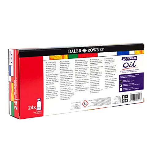 Daler Rowney Graduate 22ml Oil Paint Set, 24 Assorted Colours, High Lightfastness, For Student Artists & Hobbyists - size: 17.85 Fl Oz (Pack of 1)