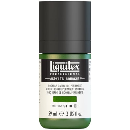 Liquitex Acrylic Gouache, 2-oz (59ml) Bottle, Hooker's Green Hue Permanent - color: Hooker's Green Hue Permanent