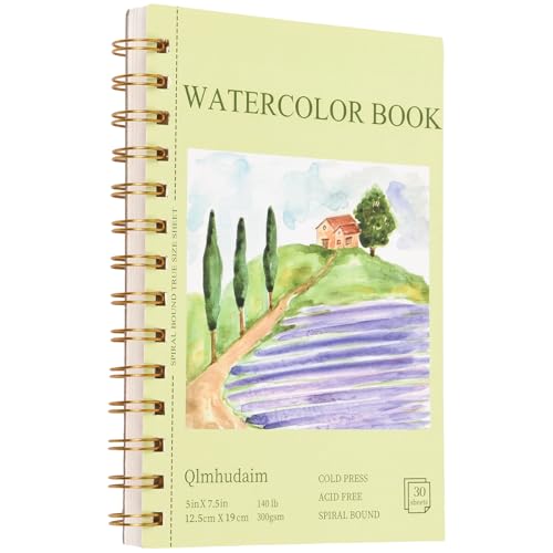 Qlmhudaim 5x7.5in Spiral Watercolor Paper Pad, 30 Sheets - size: 5”×7.5“