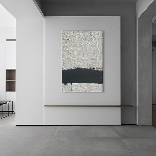 NANKAI Hand-Painted Minimalism Black and Gray Art Oil Painting Canvas Abstract Oil Painting Wall Art 36x24 Inch Home Wall Decoration - color: Nkhb076
