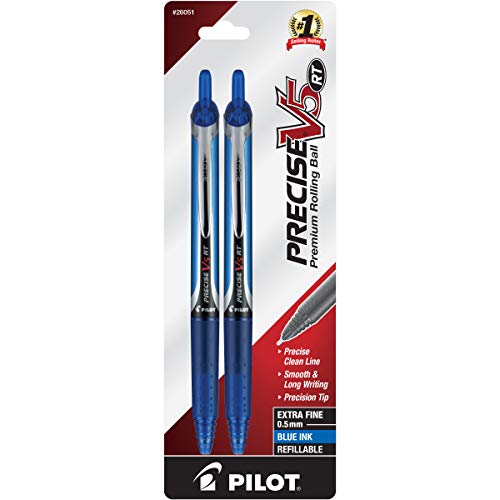 PILOT Precise V5 RT Rollerball Pens, Blue, Pack of 2 - color: Black, size: 2 Count (Pack of 1)