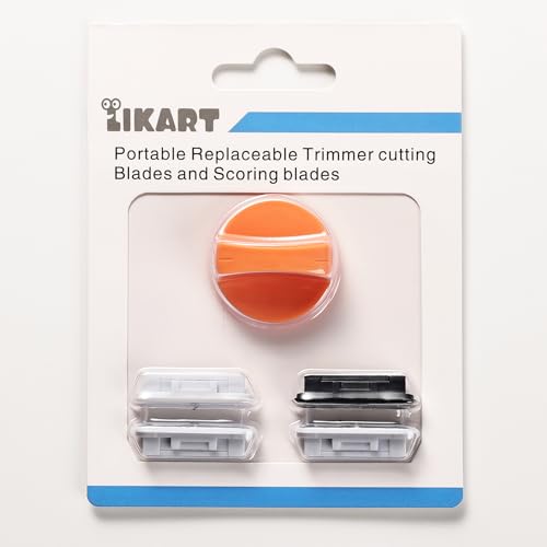 Likart 4-Pack Paper Cutter Replacement Blades Kit, Portable Trimmer Cutting Blades Compatible for Portable Trimmer/Basic Trimmer/Roll Holder,3 Cutting Blades & 1 Scoring Blades with a Holder,Orange - color: Orange(4P)
