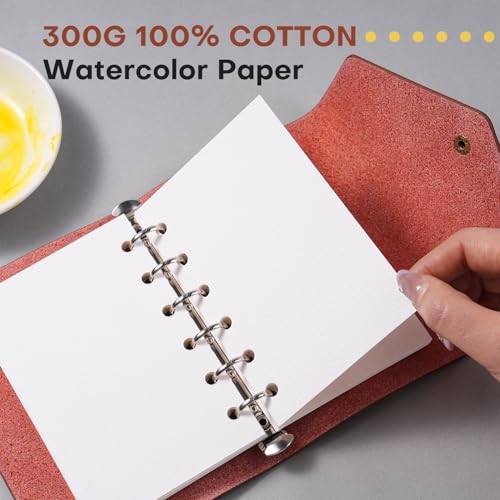 Fuumuui Pocket Size Watercolor Sketchbook, 100% Cotton, Acid-Free Watercolor Journal, 300gsm/140lb Cold Press Paper, 20 Sheets, 3.9"x5.7" Portable for Artists, Adults & Students - color: Envelope Brown