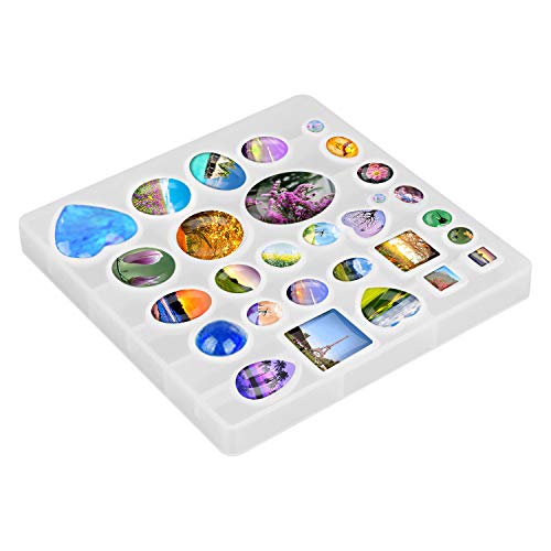 31Pcs Resin Molds Jewelry Making Kit Pendant Trays with Silicone Molds - color: 30Pcs Metal Pendant+1 Pc Silicone Casting Molds