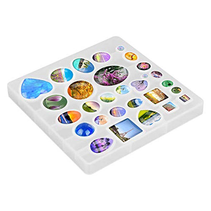 31Pcs Resin Molds Jewelry Making Kit Pendant Trays with Silicone Molds - color: 30Pcs Metal Pendant+1 Pc Silicone Casting Molds