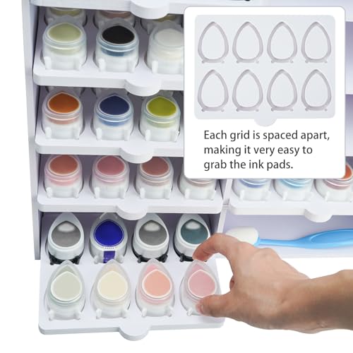 Drop Ink Pad Caddy Mini Stamp Pad Storage Tray | Ink Pad Organizer Holder, Stackable, Set of 5, 1 Tray Holds 8 Ink Pads, 40 Total - size: Ink Pad Drop Caddy Tray