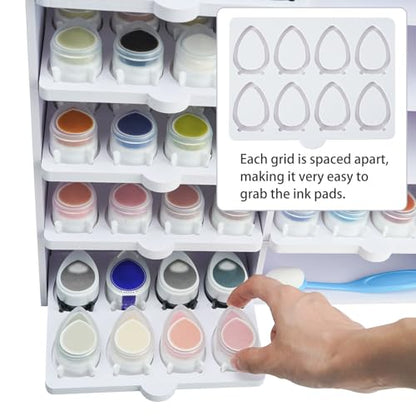 Drop Ink Pad Caddy Mini Stamp Pad Storage Tray | Ink Pad Organizer Holder, Stackable, Set of 5, 1 Tray Holds 8 Ink Pads, 40 Total - size: Ink Pad Drop Caddy Tray