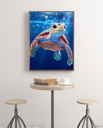 Sea Turtle Diamond Art Kits for Adults, Diamond Painting Kits for Adults | Turtle Diamond Art Kits for Adults Beginners Diamond Painting Kit, Full Drill Paint by Diamonds Gem Art Dots 12x16 Inch - color: Sea Turtle
