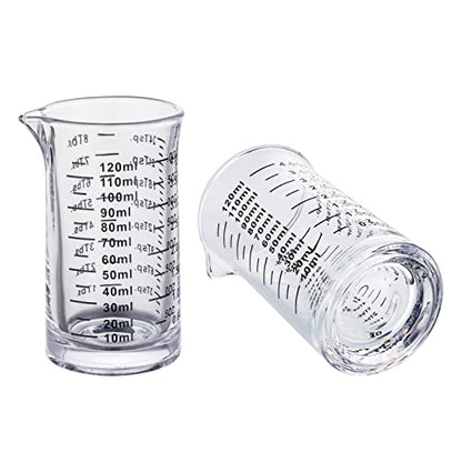 Ackers 4 Oz Glass Measuring Cup,Borosilicate Shot Glass with V-Shaped Spout-Black Line - color: Black