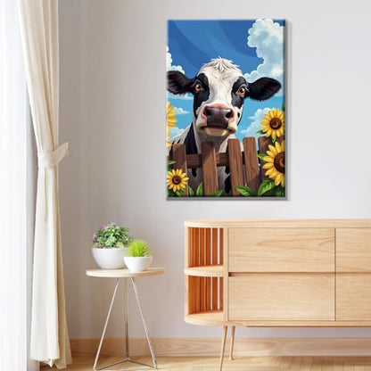 JOOZ 5D Cow Paint by Numbers Kit for Adults with Frame 8x12 Inch - color: Cow 073