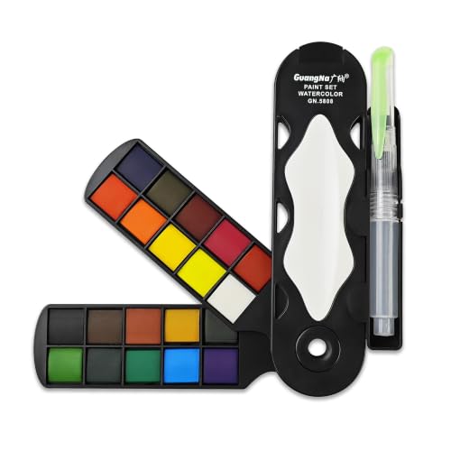 kander 20 Color Watercolor Paint Set with Detail Paint Brushes - color: 20 colors