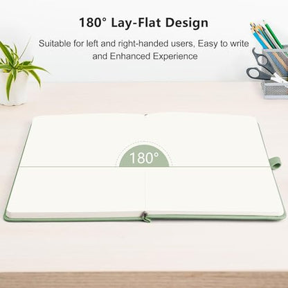 RETTACY Blank Journal Notebook, 192 Pages per Pack, A5 Size (5.7'' x 8.3'') - color: Black & Light Green