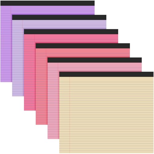 6 Pcs 11" x 9.5" Legal Pads College Ruled Notepad Landscape Notebook Horizontal Lined Notebook 80 Gsm Assorted Colors Paper Pastel Writing Pads for School Office, 40 Sheet (Happiness Color) - color: Happiness Color