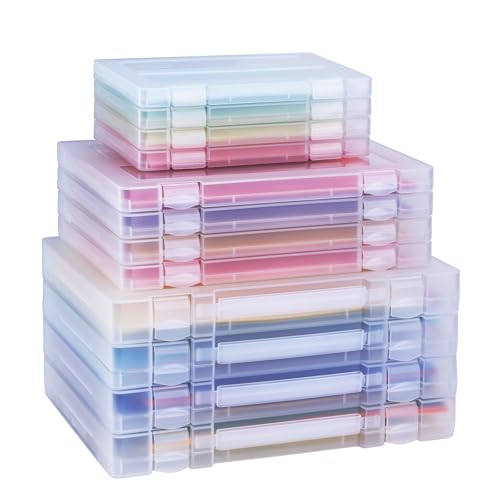 12 Packs Storage Boxes, 8.5 x 11 Plastic Portable Project Case for US letter Size and A4 paper, Plastic Multi-Purpose Thick Scrapbook Storage Box for Office (14x0.6x1.6+12.6x9.5x1+9.5x6.7x0.8 inches) - size: 14x0.6x1.6+12.6x9.5x1+9.5x6.7x0.8 inches