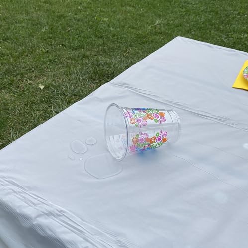 Neatiffy Disposable Plastic Table Cloth Roll | Waterproof Tablecloth | Table Cover for Picnic, Party, Banquet, Birthdays, Weddings | White | 54 inches x 100 feet | Rectangle, Square, Round, Oval - color: White Solid, size: 54 inches X 100 feet