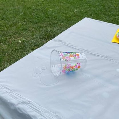 Neatiffy Disposable Plastic Table Cloth Roll | 54 in x 108 Ft Waterproof Tablecloth | Table Cover for Rectangle, Square, Round Oval Tables | Picnic, Party, Banquet, Birthdays, Weddings - White - color: White