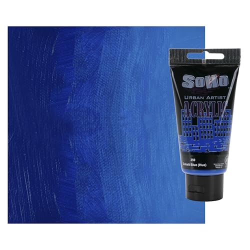Soho Urban Artist Heavy Body Acrylic Paint - 75 ml Tube - Cobalt Blue Hue - Thick, Rich Color, Excellent Coverage, Professional Quality - Artists Acrylic Paint - color: Cobalt Blue Hue, size: 2.54 Fl Oz (Pack of 1)