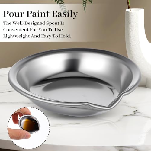 MBAIYO 18Pcs Small Round Paint Trays, Painting Color Palette Paint Mixing Cups 2-inch Stainless Steel Mini Watercolor with Mouth Palette for Modeling Mixing of Various Pigments