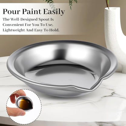 MBAIYO 18Pcs Small Round Paint Trays, Painting Color Palette Paint Mixing Cups 2-inch Stainless Steel Mini Watercolor with Mouth Palette for Modeling Mixing of Various Pigments