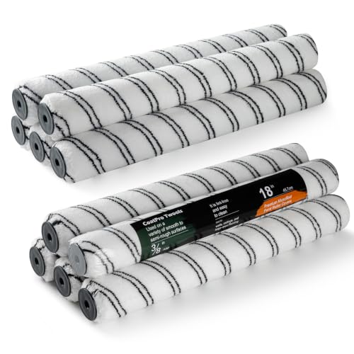 Microfiber Paint Roller 18 Inch, 3/8 Inch Nap, 10 Pack | Lint‑Free Roller Covers, Great For Interior & Exterior Walls, Ceilings, Garage, Basement, Home & Commercial Painting Jobs - size: 18 inch paint roller 10 pack