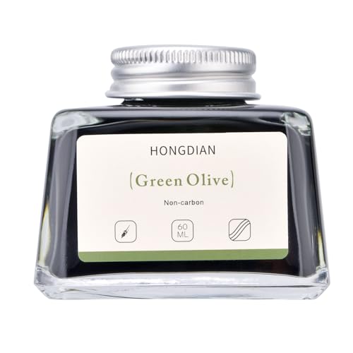 Hongdian Fountain Pen Bottled Ink Green Oliver Color, 60ml Non Carbon Inkwell Bottle, Artist Calligraphy Ink - color: Green Oliver