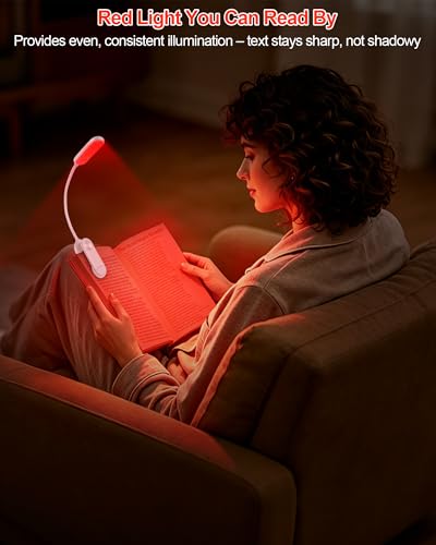 630nm Red Book Light for Reading at Night - Zero Blue Light, Dimmable Reading Lights for Books in Bed, LED Book Lamp Clip on, Gift for Students Parents Nurse Studying Travel (2 Pack) - size: White-2 Pack