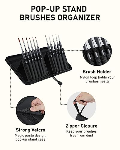 Nicpro Kolinsky Sable Miniature Paint Brushes, 11PCS Fine Detail Brush Set | Small Fine Detail Paint Brush Set for Acrylic Watercolor, Models - Thin Artist Kit with Nylon Holder - size: 11 PCS (black)