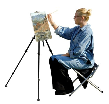 Creative Mark Feather Portable Lightweight Painting Adjustable Folding Tripod Easel Stand for Painting, Up to 75" Tall, Easy-Lok Canvas Holder Fits 1.5" Canvases from 4''-30'' Tall