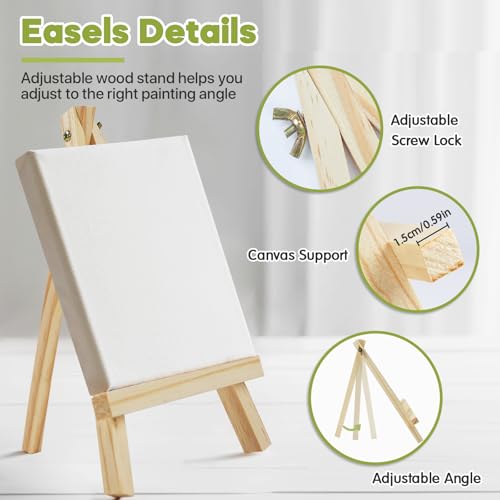 Conda 26 Pack 9 Inch Mini Wooden Display Easels, A-Shaped Mini Easel Stand for Small Painting, Painting Party Easel for DIY Crafts, Photos, Gift, Decoration - style: 26 Pcs