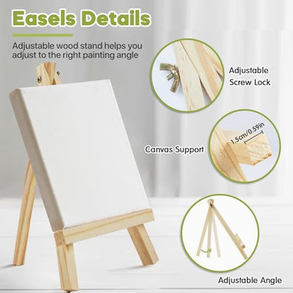 Conda 6 Pack 9 Inch Mini Wooden Display Easels, A-Shaped Mini Easel Stand for Small Painting, Painting Party Easel for DIY Crafts, Photos, Gift, Decoration - style: 6 Pcs