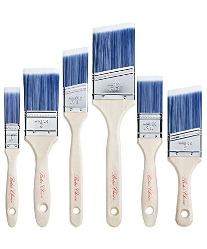 Bates- Paint Brushes, 6 Pack, Treated Wood Handle Brushes for Walls | for Stain Application and Interior Painting Projects - color: Wood Handle Angle/Flat, size: 6 Pack, 1”, 1.5”, 2”, 2.5”