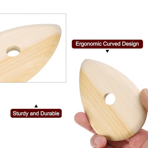 HARFINGTON 3pcs Pottery Ribs 10.3cm 12.7cm 12cm Sculpting Tools Set | Wooden Clay Ceramic, for Finishing Shaping and Smoothing Removing Finger Marks