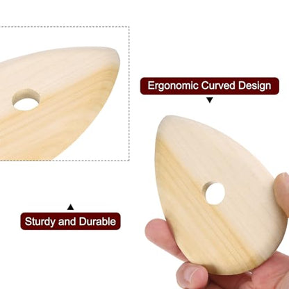 HARFINGTON 3pcs Pottery Ribs 10.3cm 12.7cm 12cm Sculpting Tools Set | Wooden Clay Ceramic, for Finishing Shaping and Smoothing Removing Finger Marks
