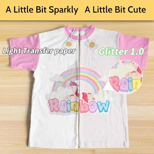 TransOurDream Heat Transfer Paper for Dark T Shirts (Glitter, 20 Sheets, 8.5x11") Iron on Transfers Paper for Dark Fabric Printable Heat Transfer Vinyl for Inkjet Printer - color: Glitter, size: 20 Sheets