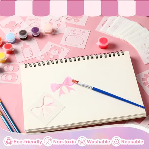 100 Pcs Small Stencils for Crafts, 2 Inch Reusable Cute Stencils for Painting on Wood DIY Craft for Drawing Templates Wall Home Decor Canvas Fabric (Baby Shower) - style: Baby Shower