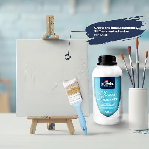 BLUEBIRD Studio Acrylic Gesso - 17 Fl Oz / 500ML Studio Acrylic Paint Tube - White 6.76 Fl Oz / 200ML