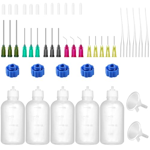 100ml Glue Precision Tip Applicator Bottle,Needle Tip Squeeze Bottle | with 14ga 16ga 18ga 20ga 25ga Blunt Needle Oiler and Storage Caps - size: 100ml
