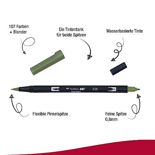Tombow Dual Brush Pen, Abt, No. 228 (AB-T228) - color: 228 Grey Green