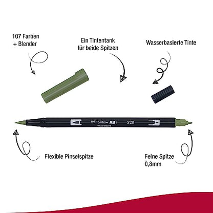 Tombow Dual Brush Pen, Abt, No. 228 (AB-T228) - color: 228 Grey Green