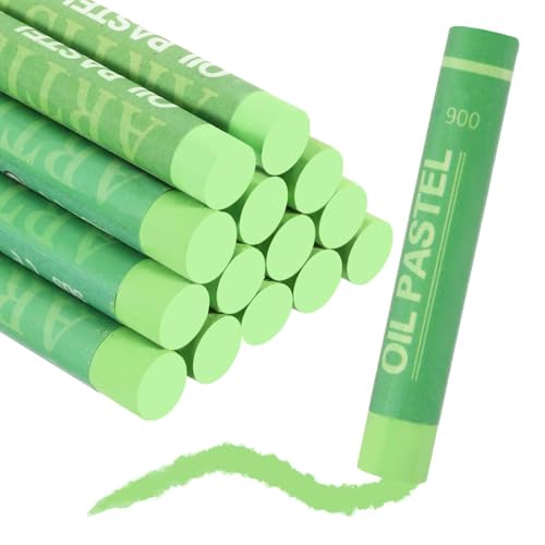 MECCANIXITY Soft Oil Pastels, Oil Pastel Crayons Vibrant Color Blendable Art Supplies for Painting Drawing Blending Painting Artists Beginners Professional(Grass Green, Pack of 16) - color: Grass Green