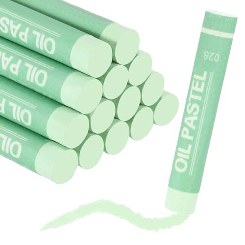 MECCANIXITY Soft Oil Pastels, Oil Pastel Crayons Vibrant Color Blendable Art Supplies for Painting Drawing Blending Painting Artists Beginners Professional(Light Green, Pack of 16) - color: Light Green
