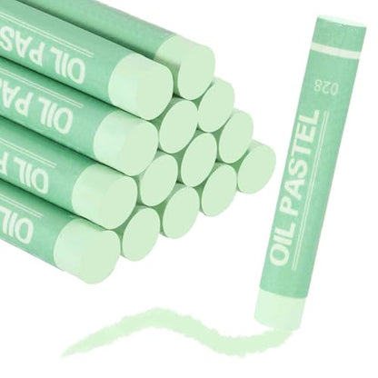 MECCANIXITY Soft Oil Pastels, Oil Pastel Crayons Vibrant Color Blendable Art Supplies for Painting Drawing Blending Painting Artists Beginners Professional(Light Green, Pack of 16) - color: Light Green