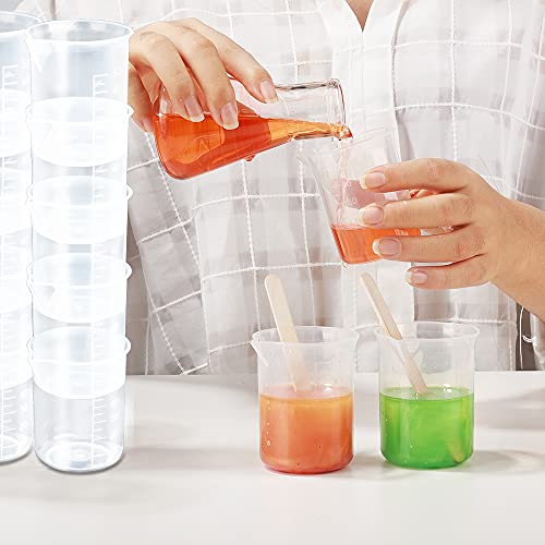 LEOBRO 50ml/1.7oz Epoxy Mixing Cups, 38PCS Graduated Epoxy Resin Cups, Pouring Cup, Plastic Beakers Measuring Cup for Resin, Epoxy, Paint