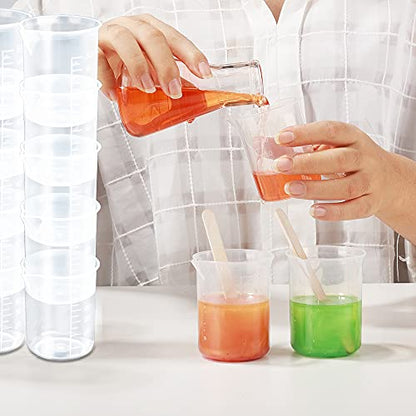 LEOBRO 50ml/1.7oz Epoxy Mixing Cups, 38PCS Graduated Epoxy Resin Cups, Pouring Cup, Plastic Beakers Measuring Cup for Resin, Epoxy, Paint