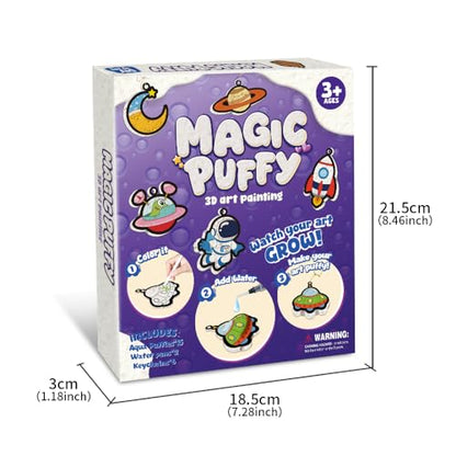 MZYTOZA Magic Foam Texture Painting Kit - 3D Art Craft Aqua Magic Puffs Paint Kit, 15 Mess-Free Paint by Number Craft for Kids (Space and Planets) - color: Purple Space and Planets