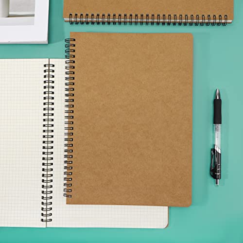 EUSOAR Graph Paper Notebook, B5 3Pack 7.3"x10.2" 120 Pages Hardcover Spiral Notebook Journals, Wirebound Journal Sketch Notebook for Math and Science Students Engineering Artist Drawing - color: Kraft, size: B5
